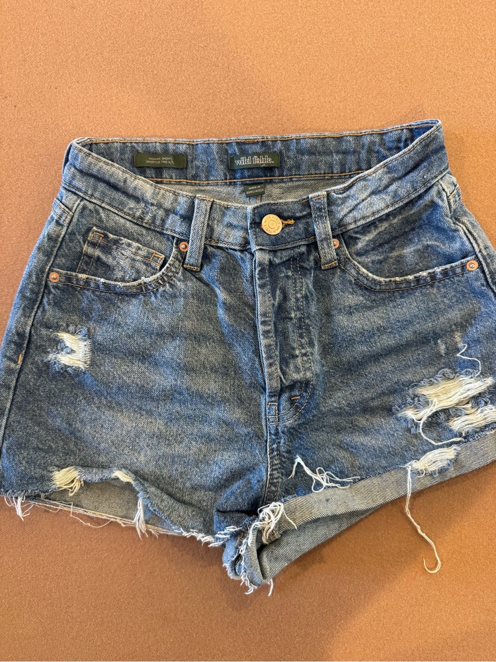 wild fable Distressed High-Rise Denim Shorts - Blue Wash